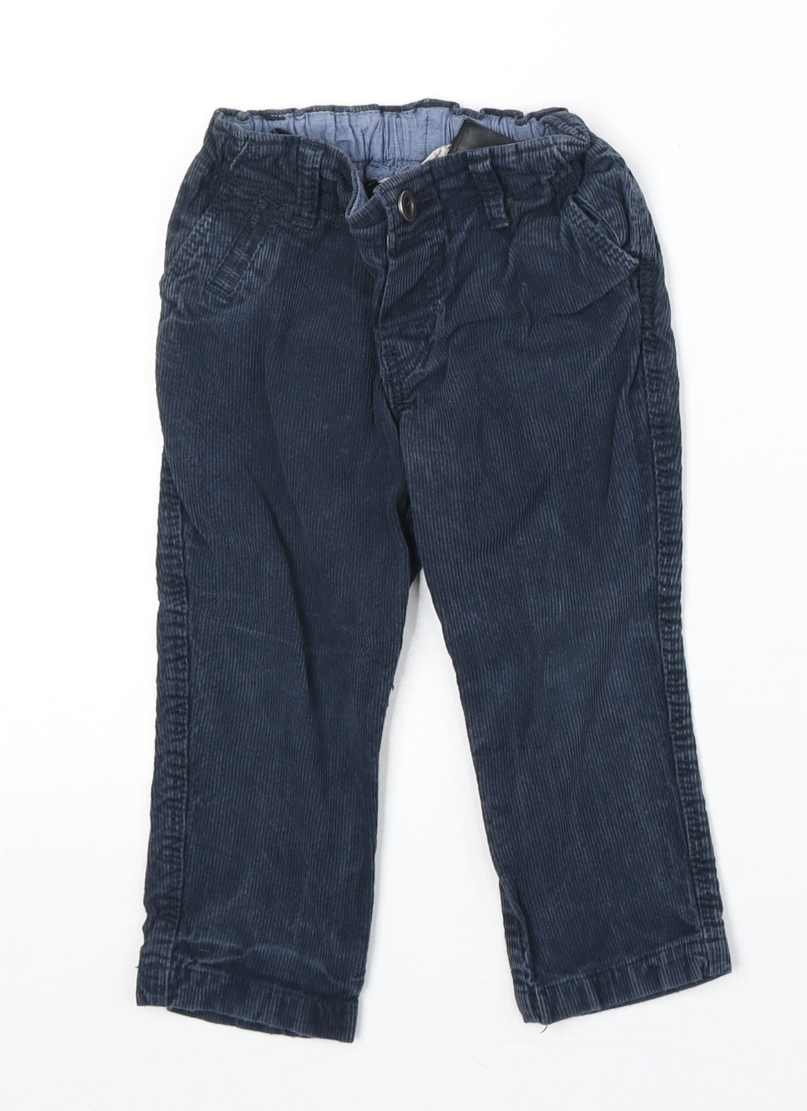 H&M Boys Blue 100% Cotton Capri Trousers Size 12-18 Months Button