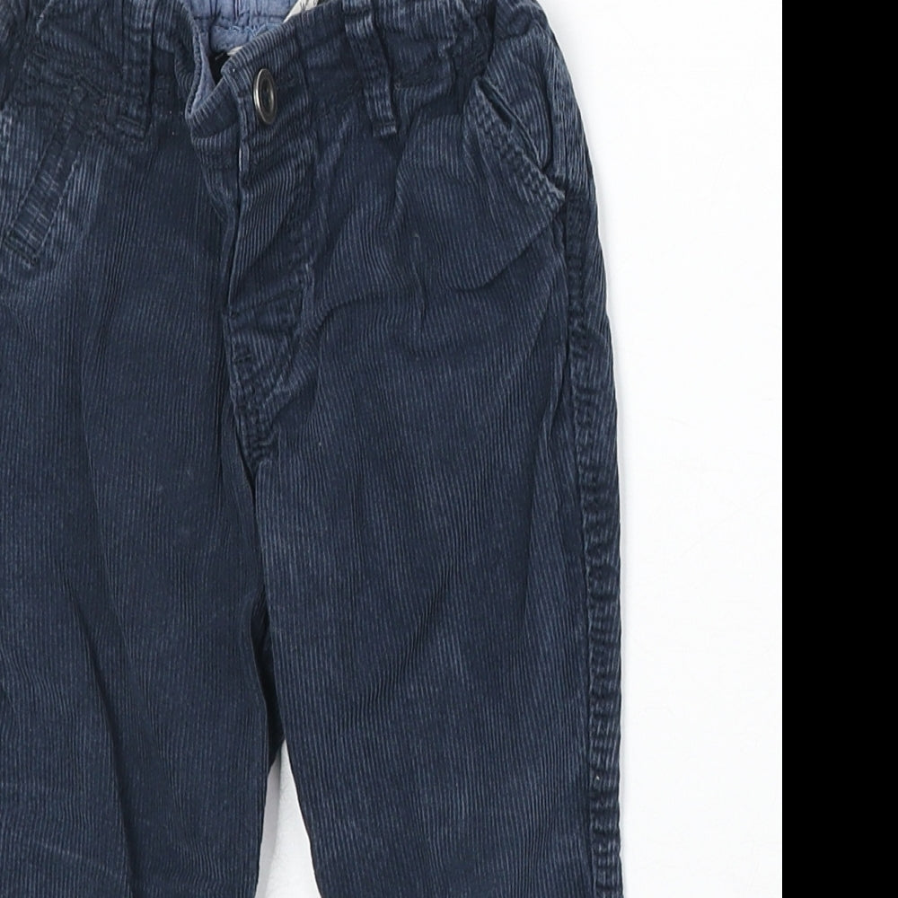 H&M Boys Blue 100% Cotton Capri Trousers Size 12-18 Months Button