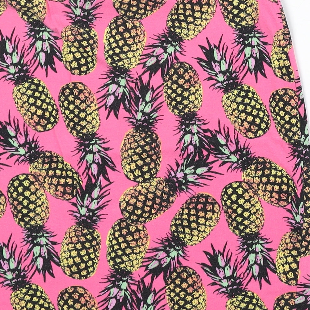 New Look Womens Pink Geometric Cotton Bandage Skirt Size 14 - Pineapple Pattern