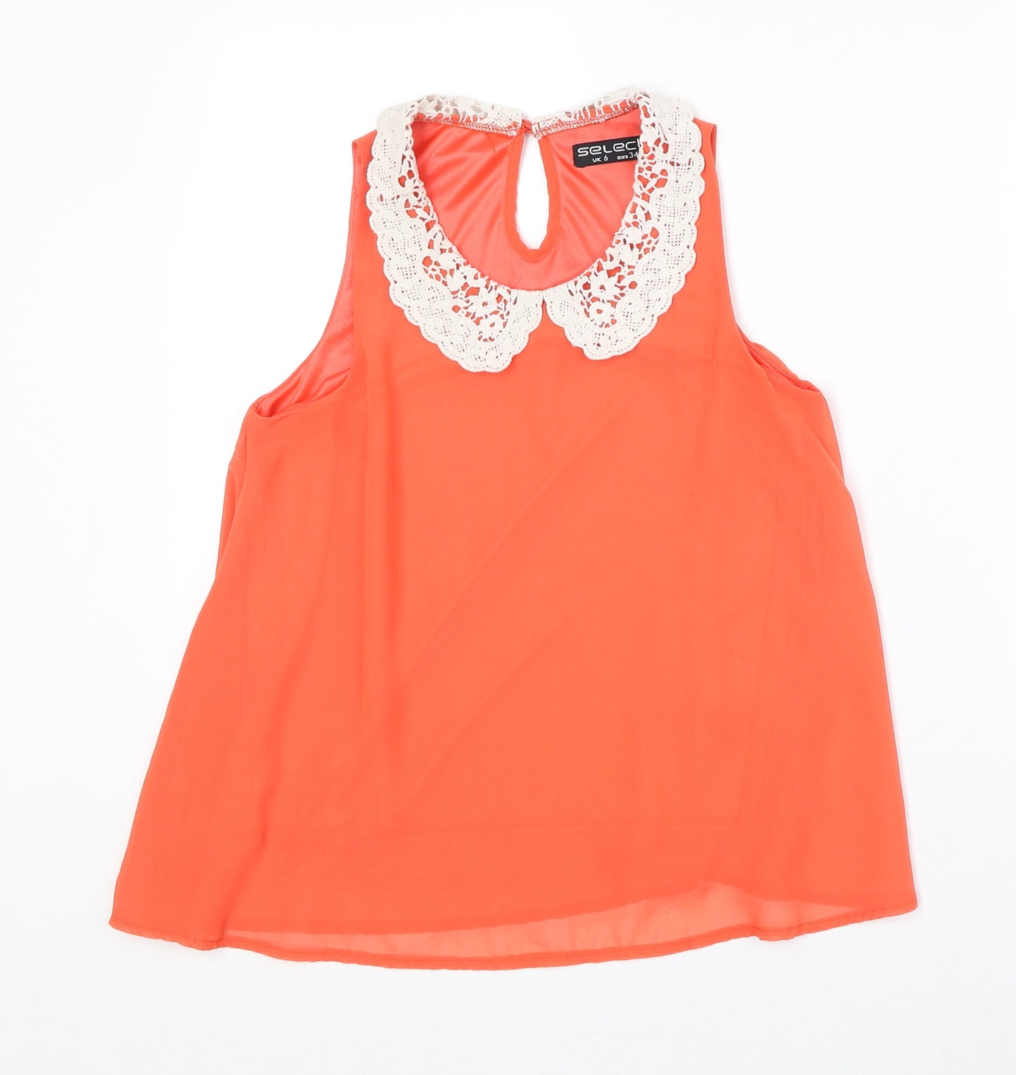 Select Womens Orange Polyester Basic Tank Size 6 Scoop Neck