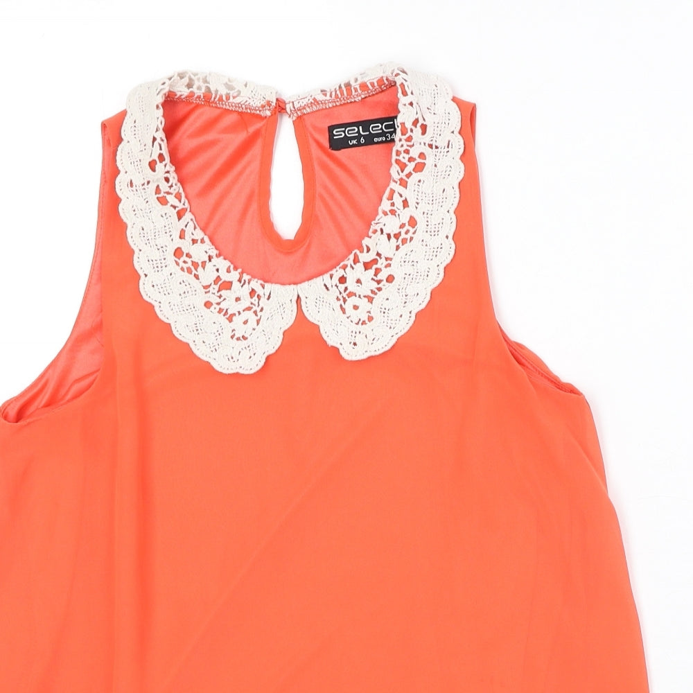 Select Womens Orange Polyester Basic Tank Size 6 Scoop Neck
