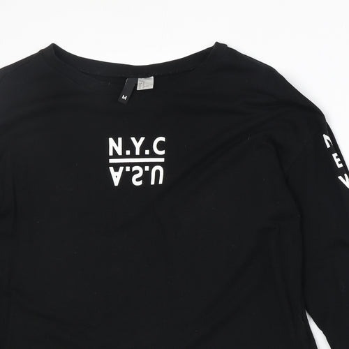 H&M Womens Black 100% Cotton Pullover Sweatshirt Size M Pullover - N.Y.C U.S.A