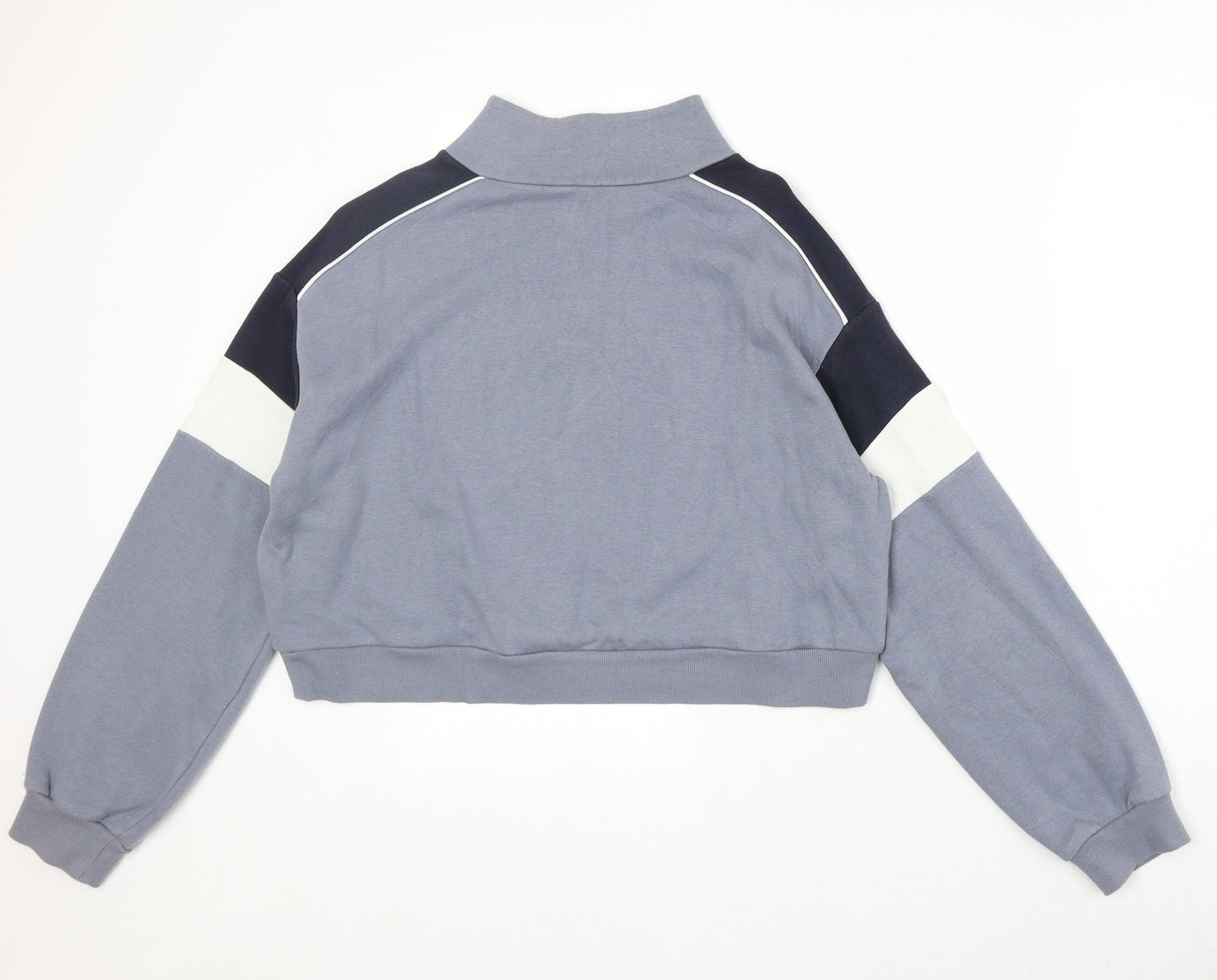 Divided by H&M Womens Blue Colourblock Cotton Pullover Sweatshirt Size M Zip
