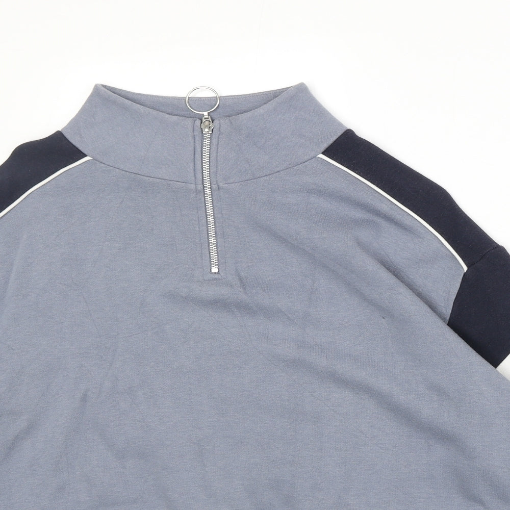 Divided by H&M Womens Blue Colourblock Cotton Pullover Sweatshirt Size M Zip