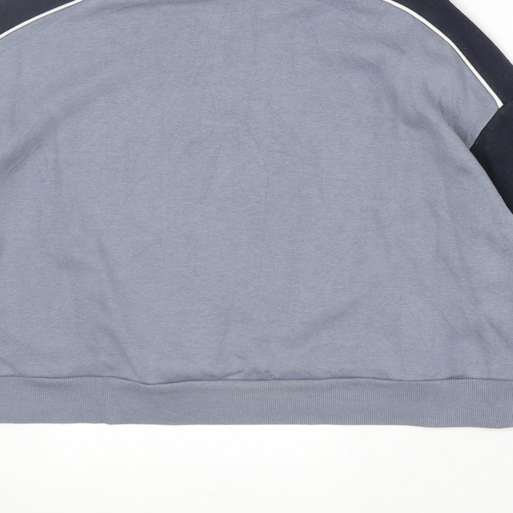 Divided by H&M Womens Blue Colourblock Cotton Pullover Sweatshirt Size M Zip