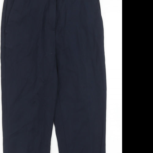 H&M Womens Blue Cotton Chino Trousers Size 6 Regular Hook & Eye