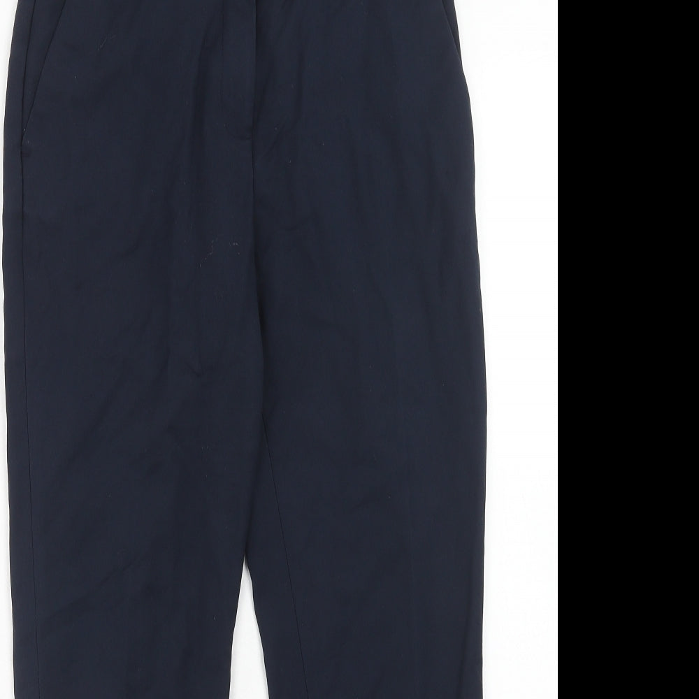 H&M Womens Blue Cotton Chino Trousers Size 6 Regular Hook & Eye