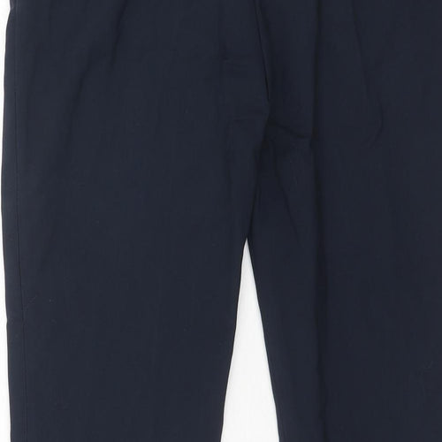 H&M Womens Blue Cotton Chino Trousers Size 6 Regular Hook & Eye