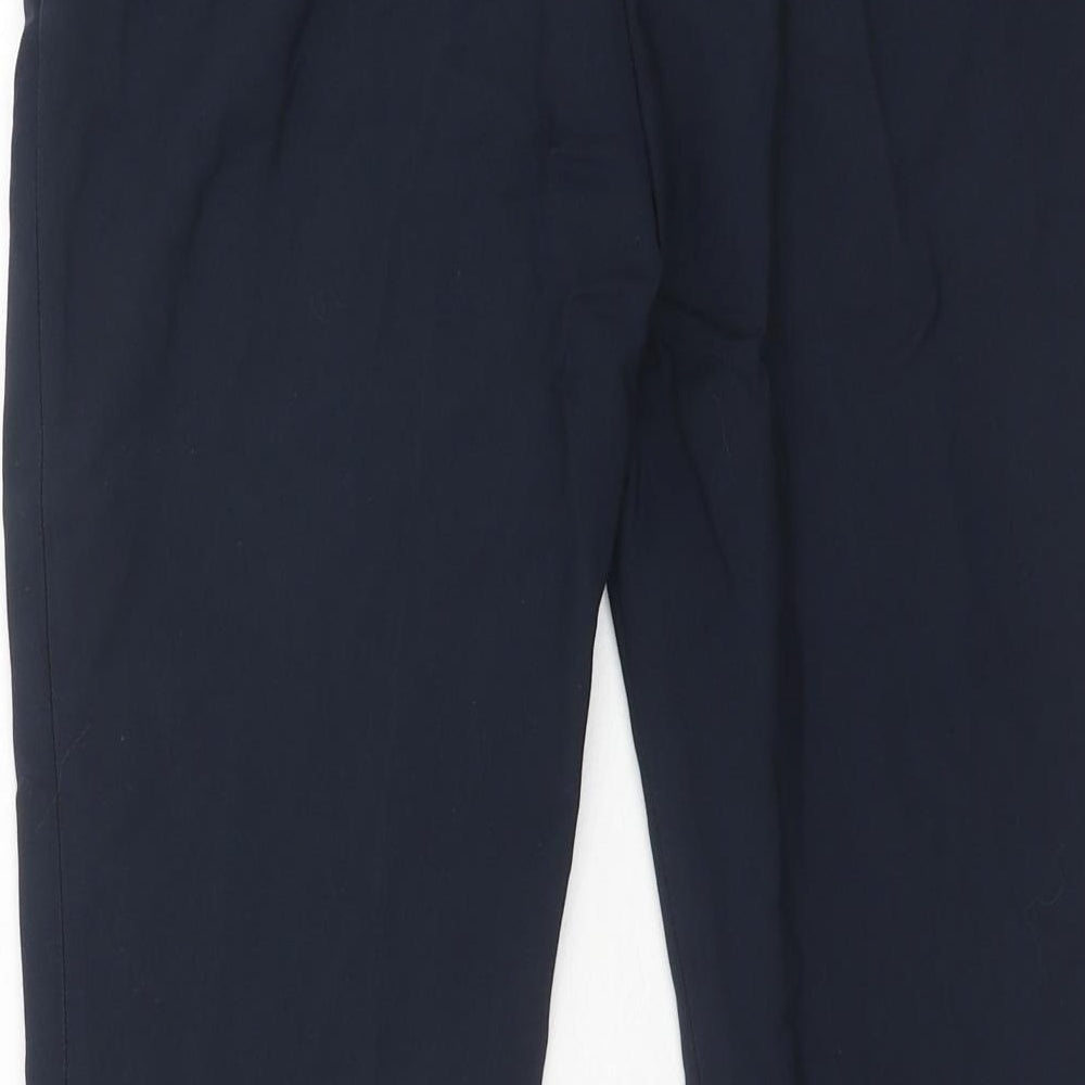 H&M Womens Blue Cotton Chino Trousers Size 6 Regular Hook & Eye