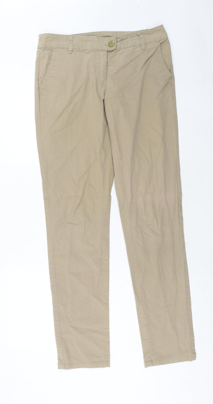 Yessica Womens Beige Cotton Trousers Size 12 Regular Zip