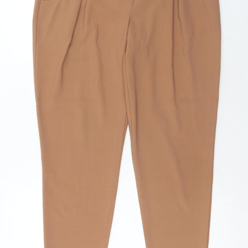 New Look Womens Brown Polyester Trousers Size 12 Regular Hook & Eye