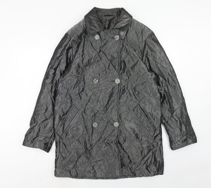 C&A Womens Silver Pea Coat Coat Size 10 Button