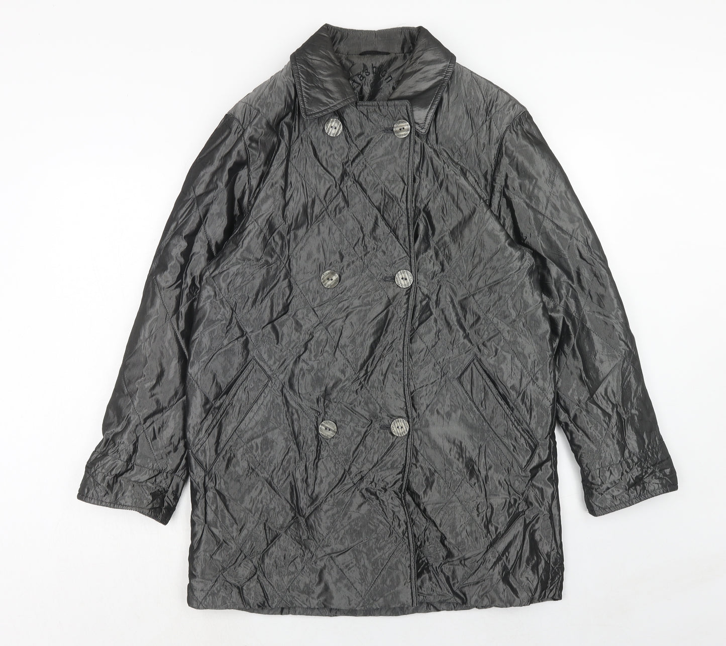 C&A Womens Silver Pea Coat Coat Size 10 Button