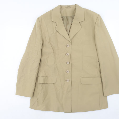 Preworn Womens Beige Polyester Jacket Suit Jacket Size 16