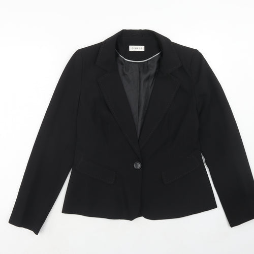 George Womens Black Polyester Jacket Blazer Size 12