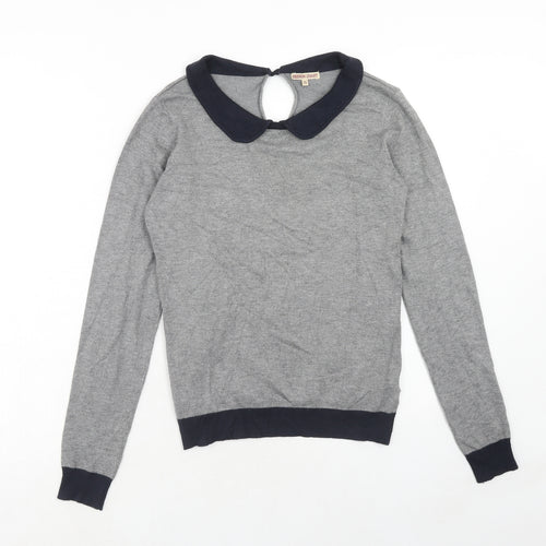 Greencoast Womens Grey Collared Viscose Pullover Jumper Size 8