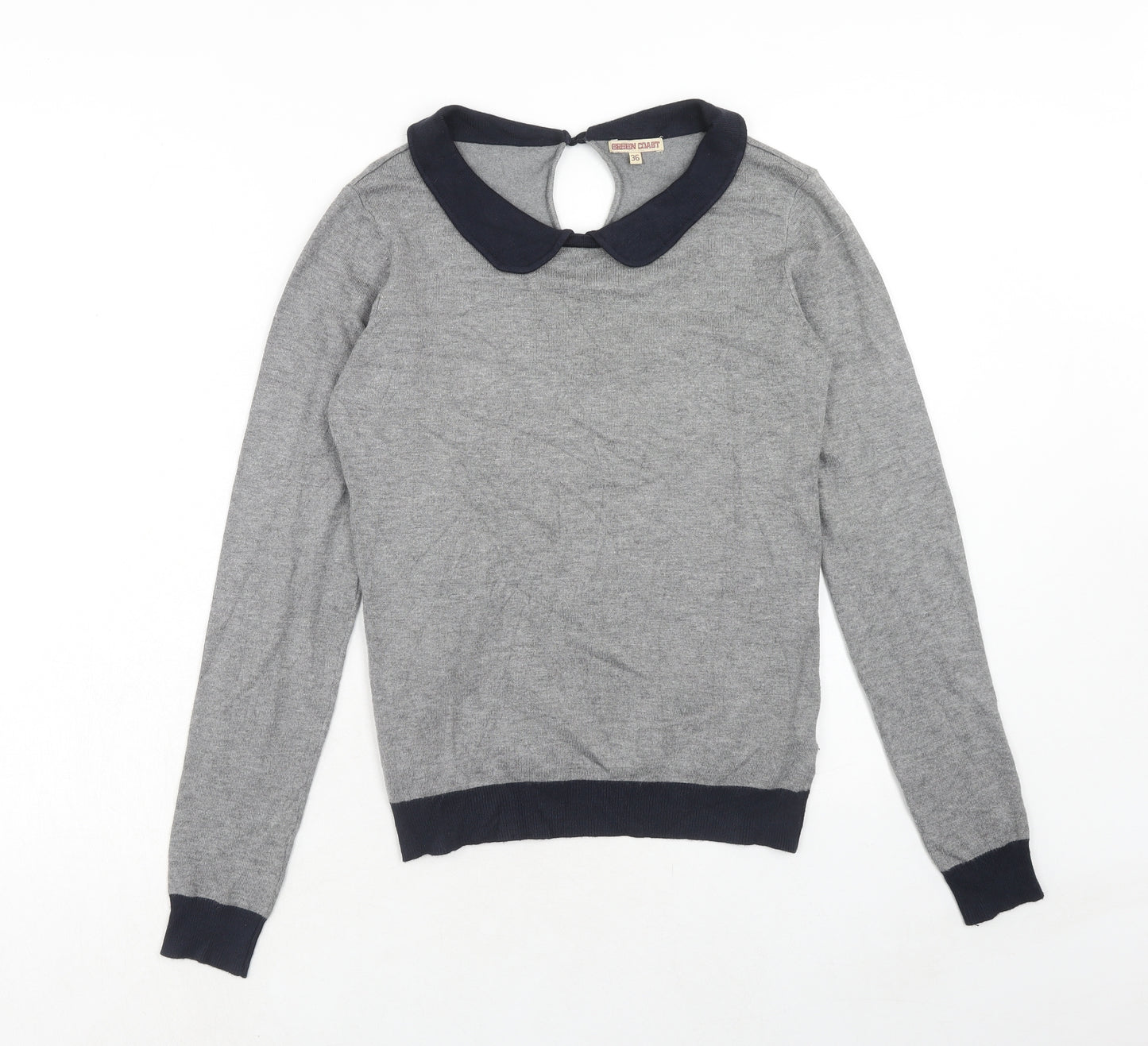 Greencoast Womens Grey Collared Viscose Pullover Jumper Size 8
