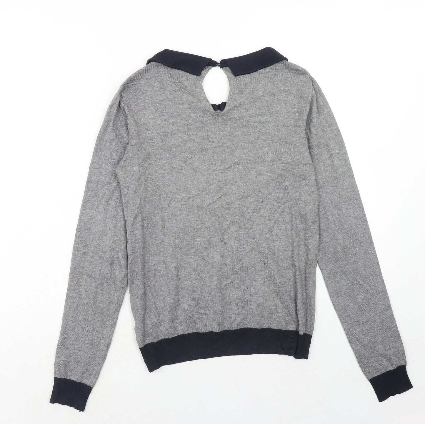 Greencoast Womens Grey Collared Viscose Pullover Jumper Size 8