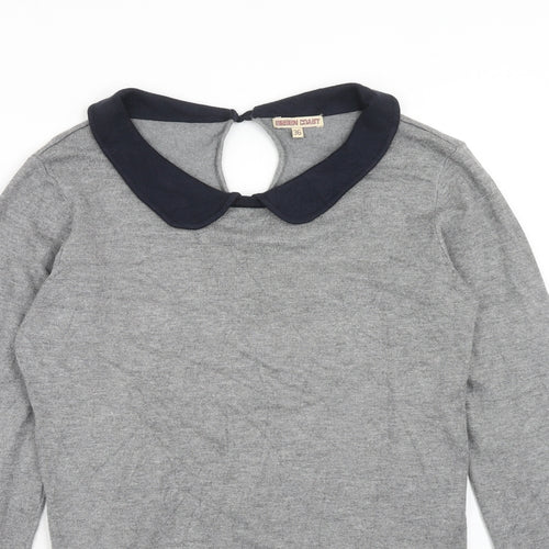 Greencoast Womens Grey Collared Viscose Pullover Jumper Size 8