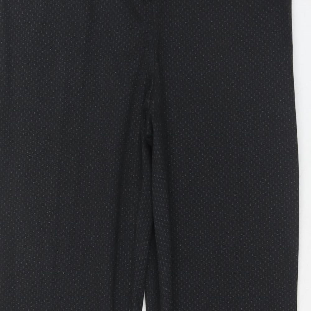 NEXT Womens Black Geometric Polyester Trousers Size 12 Regular Hook & Eye