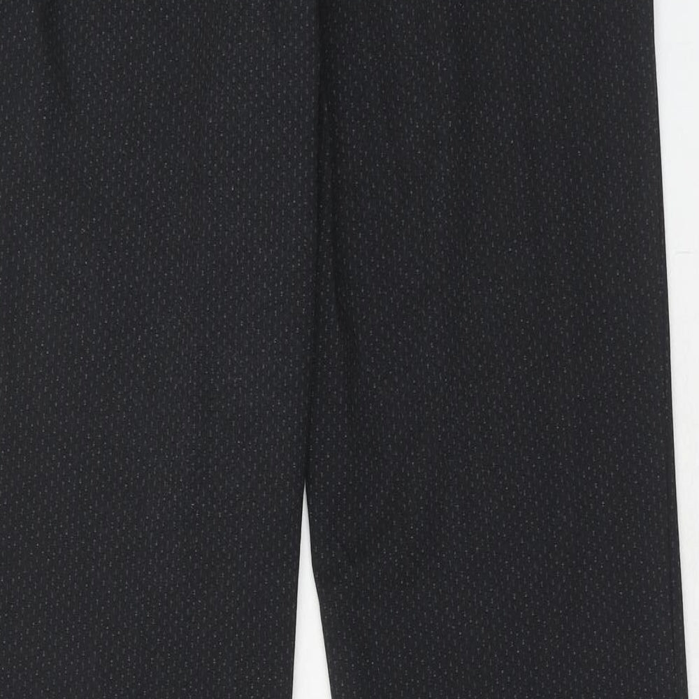 NEXT Womens Black Geometric Polyester Trousers Size 12 Regular Hook & Eye