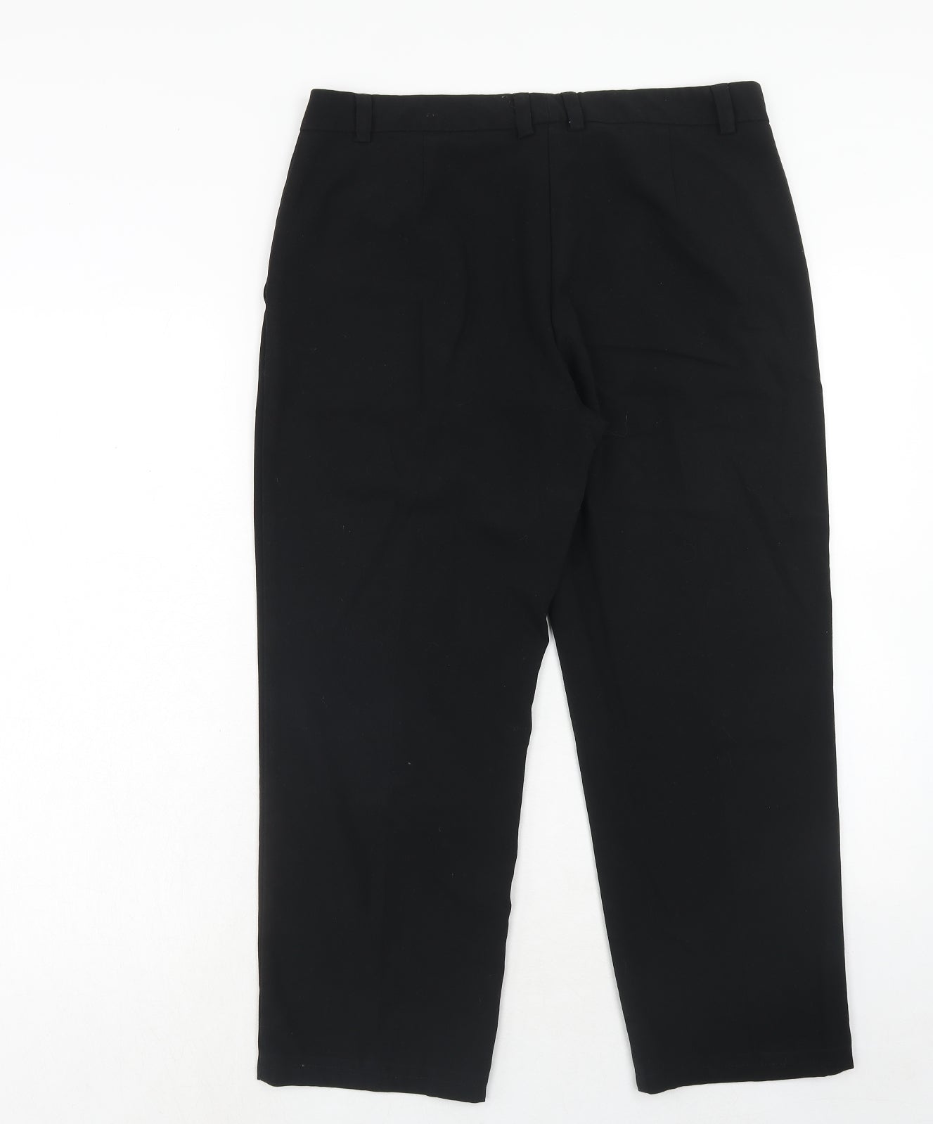 Marks and Spencer Womens Black Polyester Trousers Size 12 Regular Hook & Eye