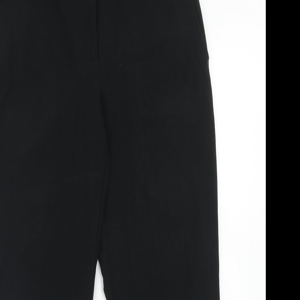 Marks and Spencer Womens Black Polyester Trousers Size 12 Regular Hook & Eye