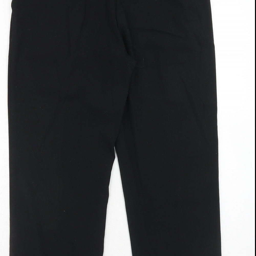 Marks and Spencer Womens Black Polyester Trousers Size 12 Regular Hook & Eye