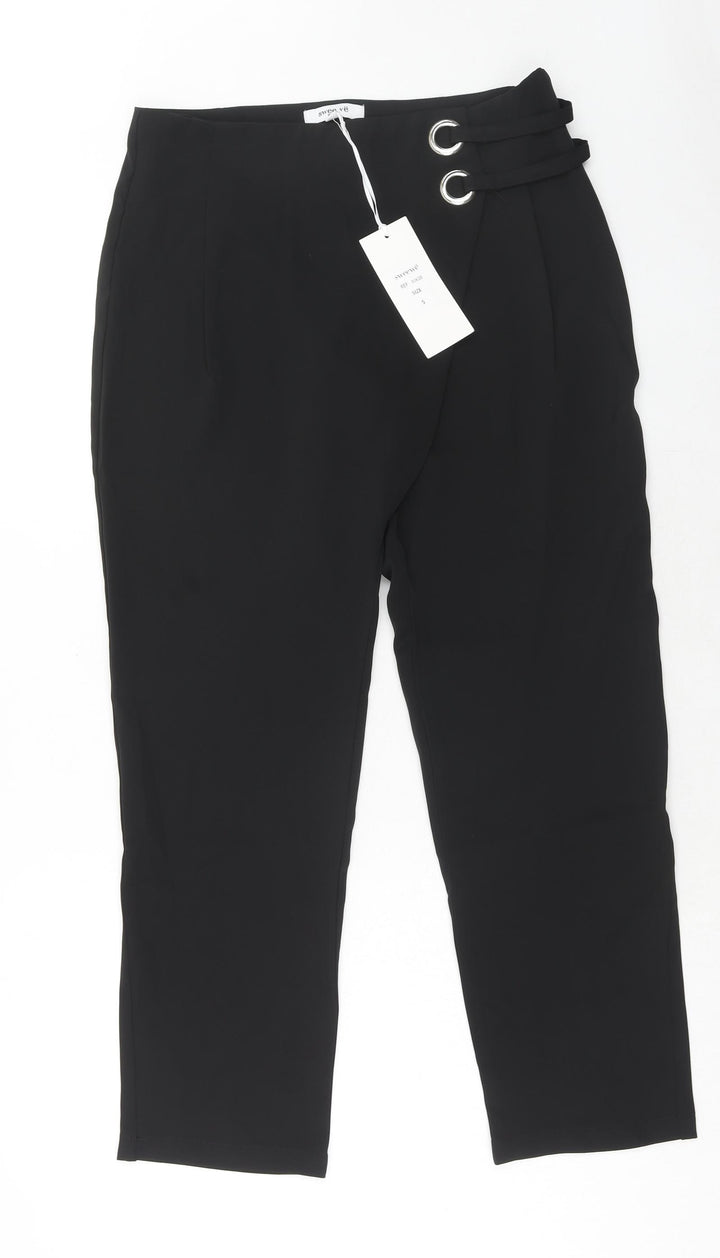 Sweewe Womens Black Polyester Trousers Size S Regular Zip - Eyelet Detail