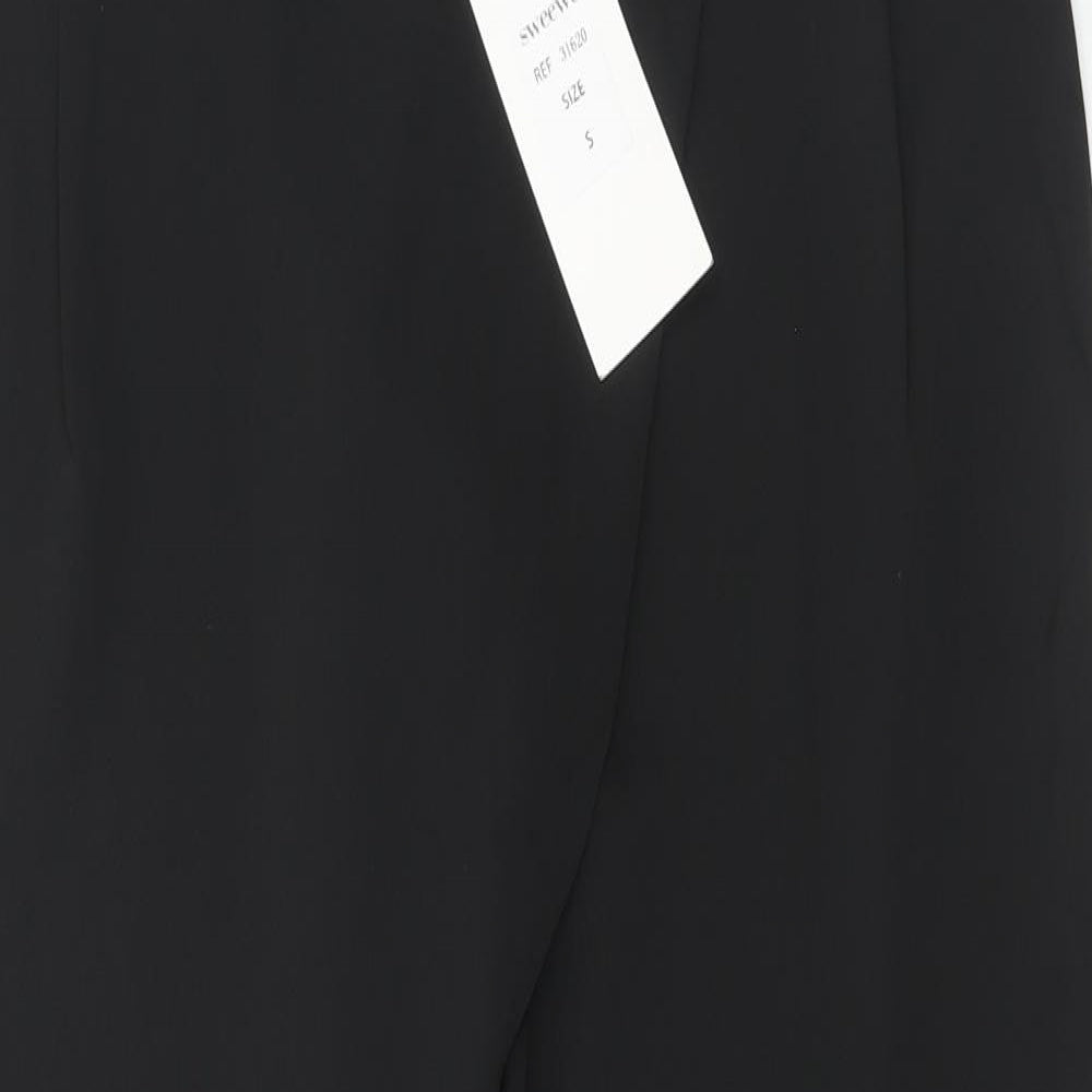 Sweewe Womens Black Polyester Trousers Size S Regular Zip - Eyelet Detail