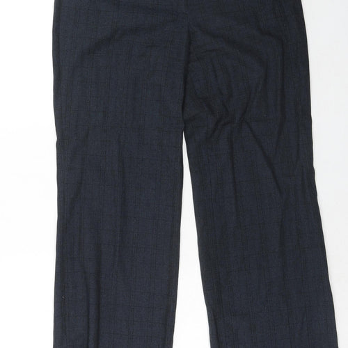 NEXT Womens Blue Check Polyester Dress Pants Trousers Size 16 Regular Hook & Eye