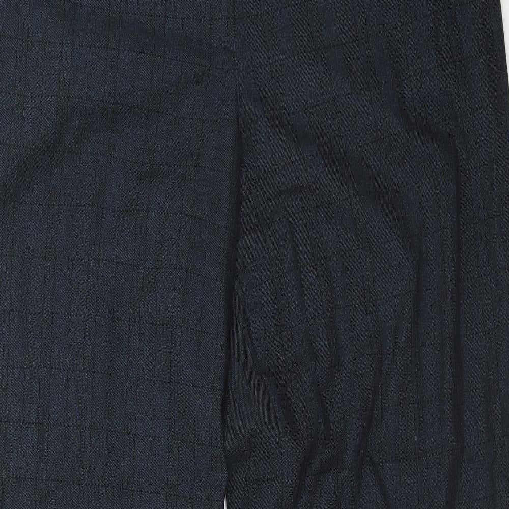 NEXT Womens Blue Check Polyester Dress Pants Trousers Size 16 Regular Hook & Eye