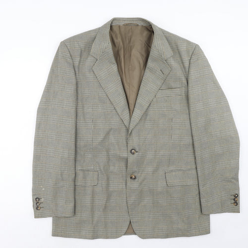 Enrico Mens Grey Plaid Polyester Jacket Blazer Size 44 Regular