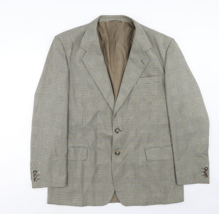 Enrico Mens Grey Plaid Polyester Jacket Blazer Size 44 Regular