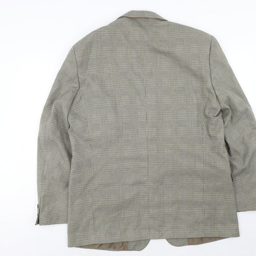 Enrico Mens Grey Plaid Polyester Jacket Blazer Size 44 Regular