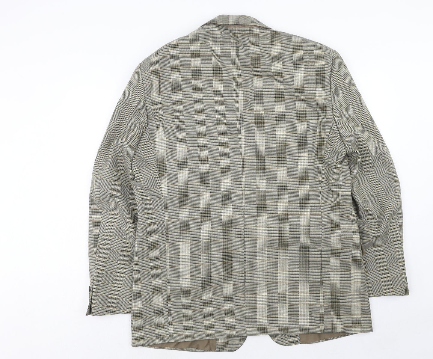 Enrico Mens Grey Plaid Polyester Jacket Blazer Size 44 Regular