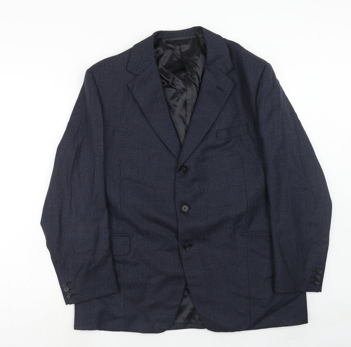 Preworn Mens Blue Polyester Jacket Suit Jacket Size 42 Regular