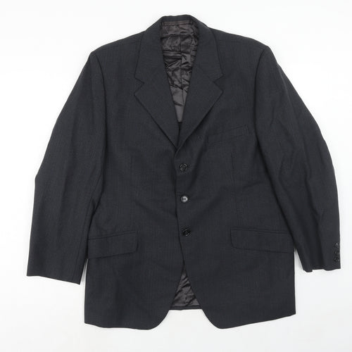julien felonek Mens Grey Striped Polyester Jacket Suit Jacket Size 40 Regular