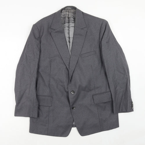 Barney Goodman Mens Grey Striped Polyester Jacket Suit Jacket Size 40 Regular