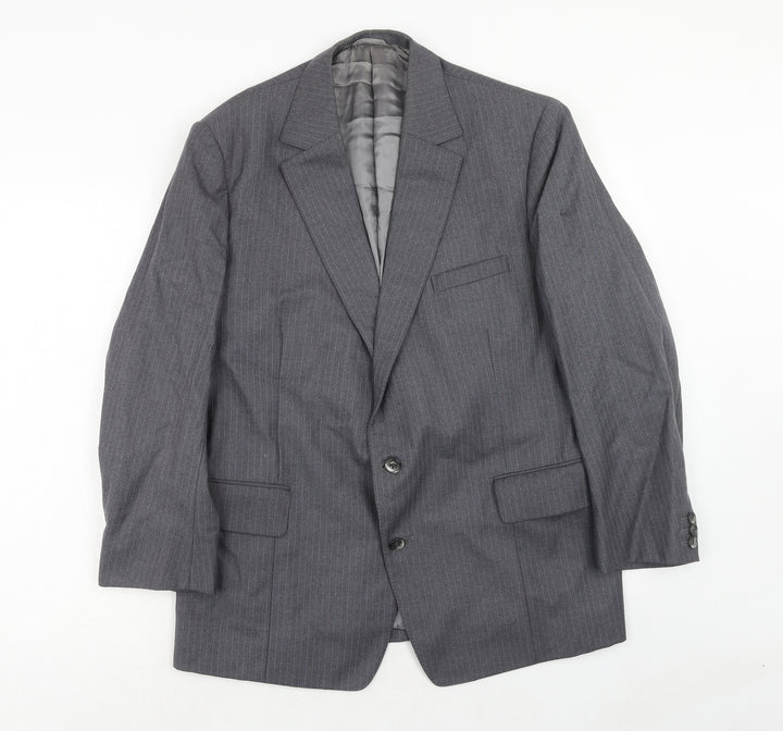 Barney Goodman Mens Grey Striped Polyester Jacket Suit Jacket Size 40 Regular