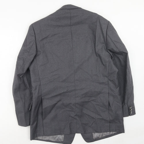 Barney Goodman Mens Grey Striped Polyester Jacket Suit Jacket Size 40 Regular