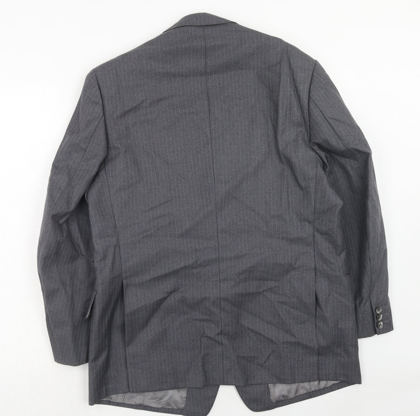 Barney Goodman Mens Grey Striped Polyester Jacket Suit Jacket Size 40 Regular
