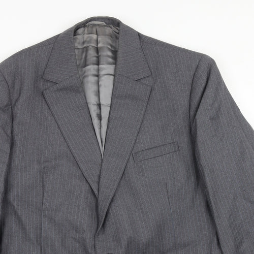 Barney Goodman Mens Grey Striped Polyester Jacket Suit Jacket Size 40 Regular