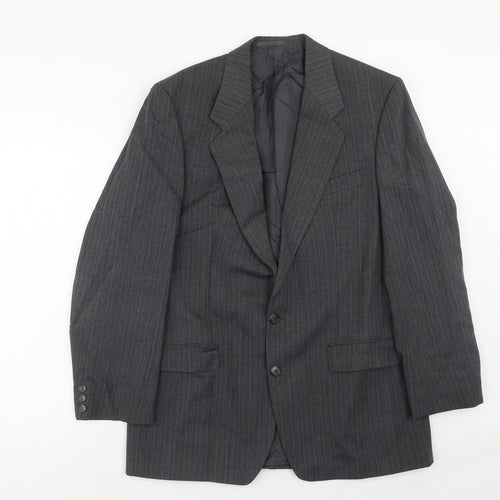 Marks and Spencer Mens Grey Striped Polyester Jacket Suit Jacket Size 40 Regular