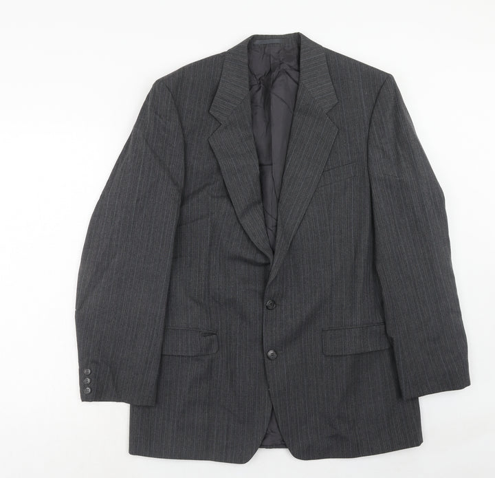 Marks and Spencer Mens Grey Striped Polyester Jacket Suit Jacket Size 40 Regular