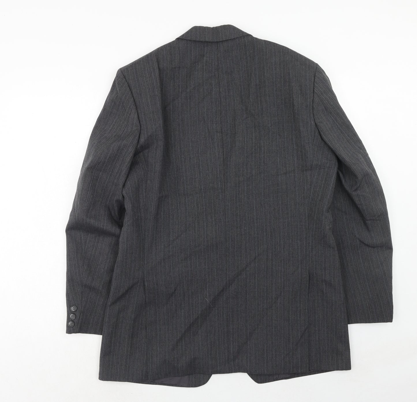 Marks and Spencer Mens Grey Striped Polyester Jacket Suit Jacket Size 40 Regular