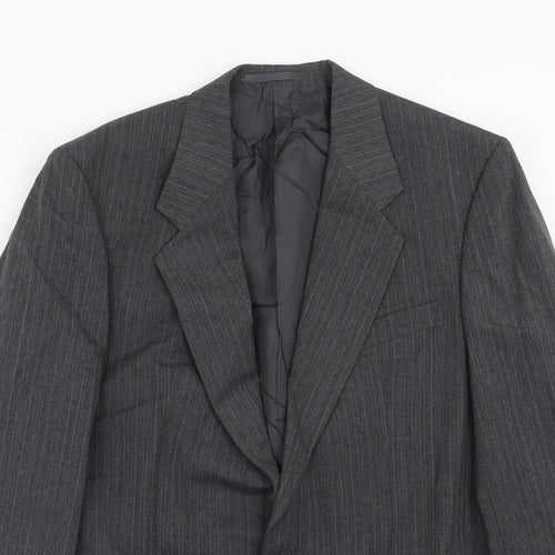 Marks and Spencer Mens Grey Striped Polyester Jacket Suit Jacket Size 40 Regular