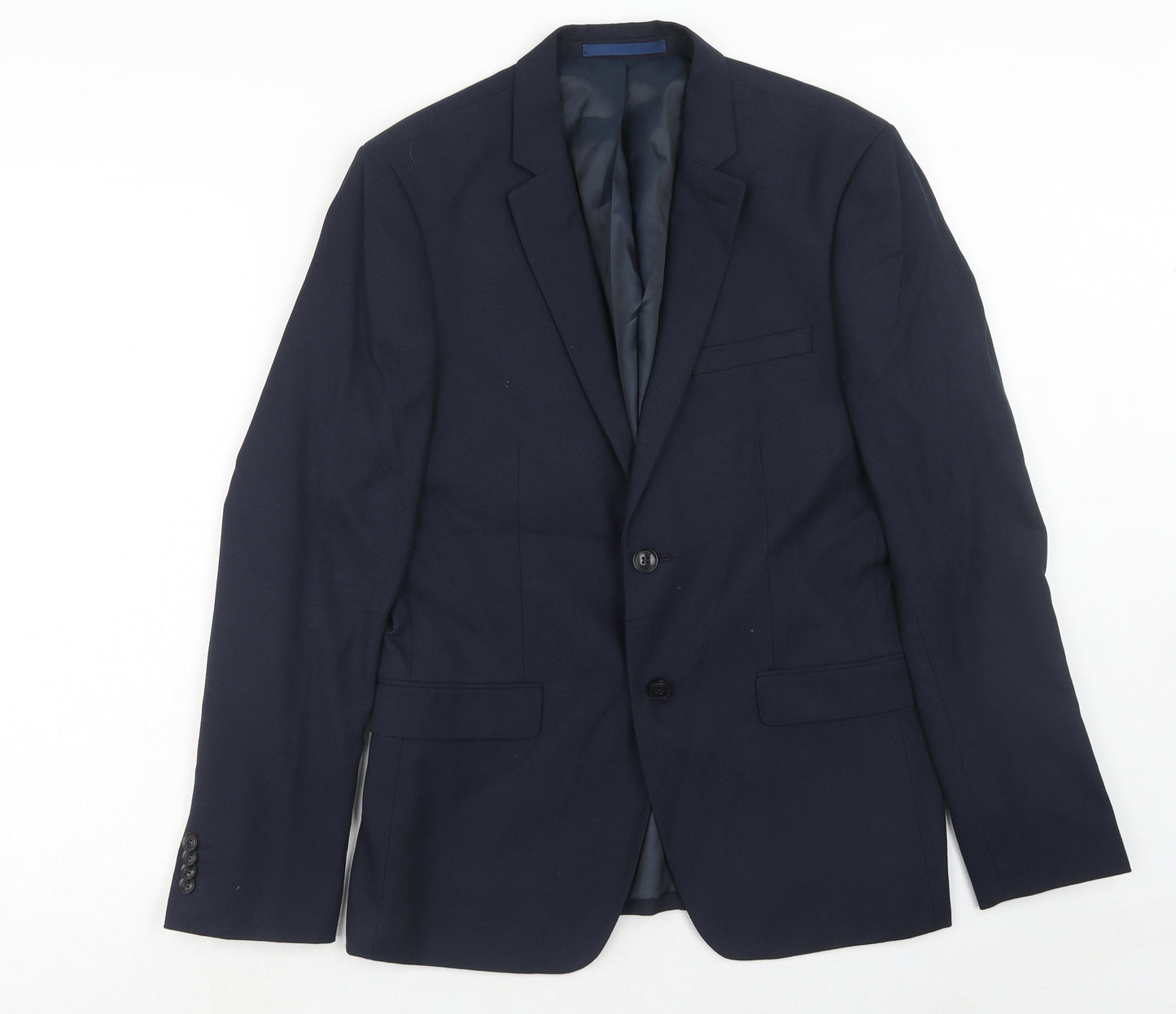 Topman Mens Blue Polyester Jacket Suit Jacket Size 40 Regular