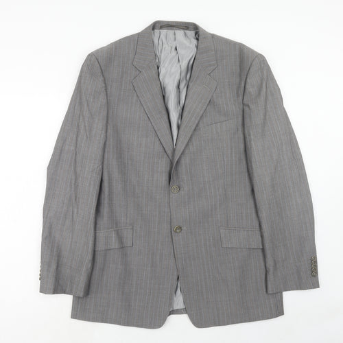 Linea Mens Grey Striped Wool Jacket Suit Jacket Size 42 Regular