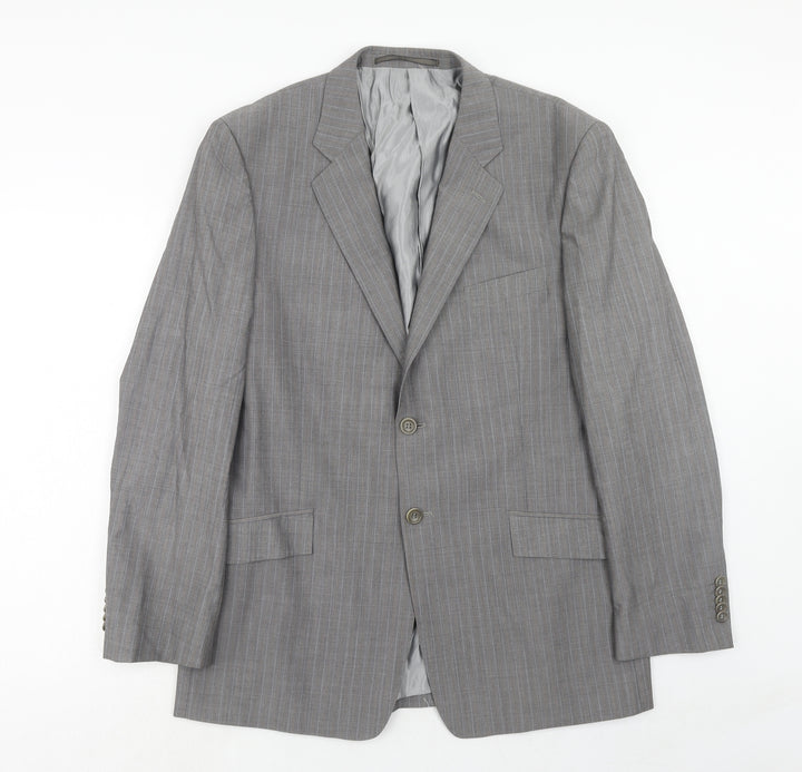 Linea Mens Grey Striped Wool Jacket Suit Jacket Size 42 Regular
